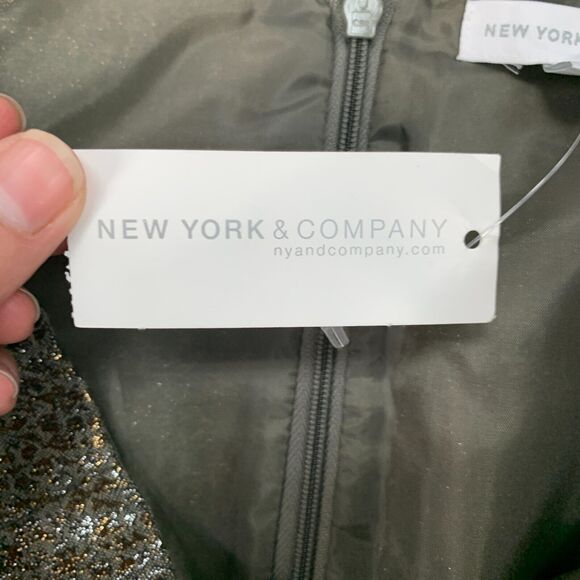 New York & Company Metallic Pencil Skirt Womens 6 Gold Silver Flecks Back Zip - Picture 8 of 12